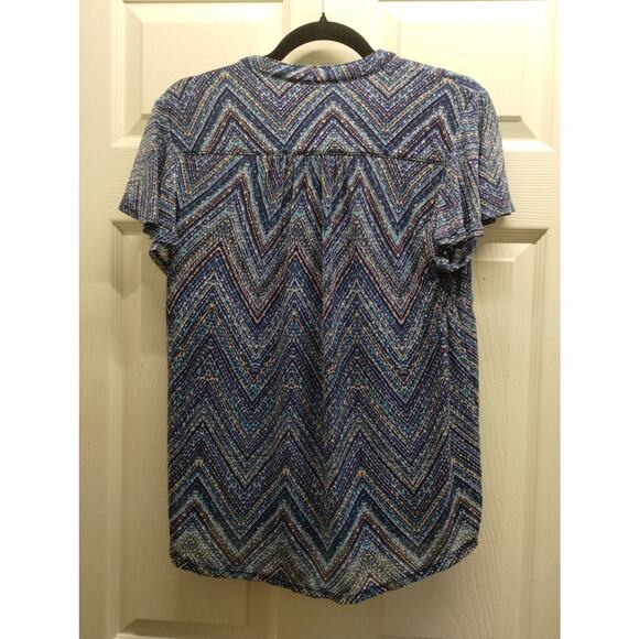 Lot of 2 Ava & Grace Women's Size Petite Large PL Blue Abstract Popover Tops - Picture 6 of 8